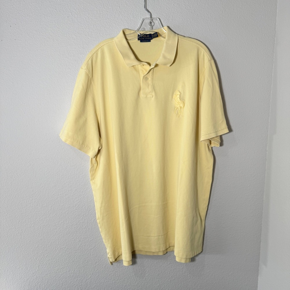 Polo Ralph Lauren Men's XXL Yellow Big Pony Classic Fit Cotton Pique Polo Shirt